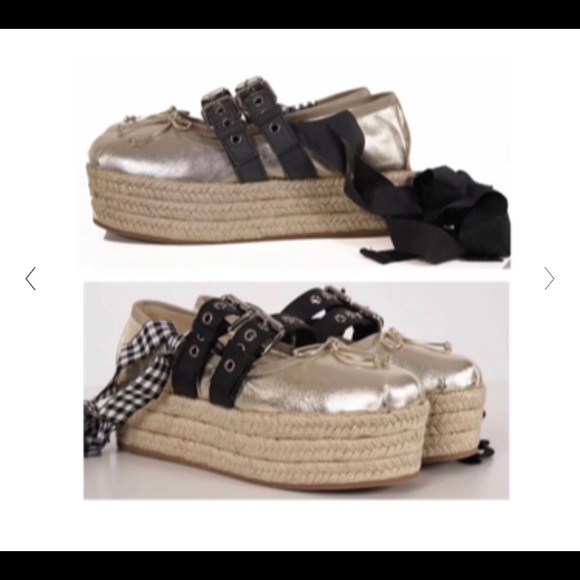 ❣️sold❣️Miu Miu Gold ballet flat Form espadrilles - Picture 5 of 14